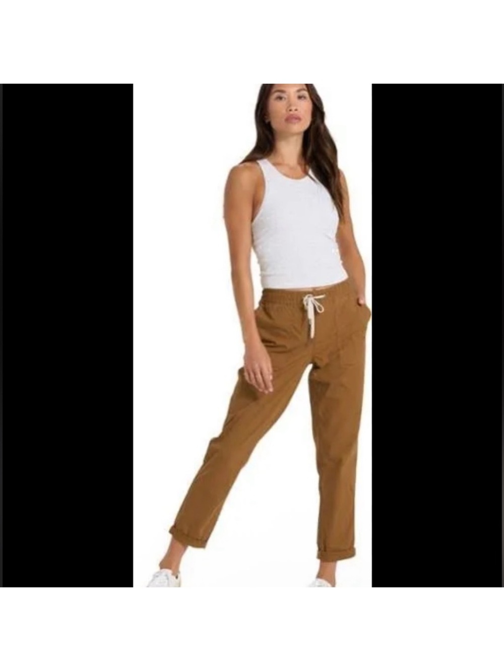 Vuori Ripstop Pants Women’s S Camel Brown Drawstring Cuffed VW450 Hiking Casual